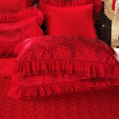 浪漫相戀 全棉蕾絲花邊大被套 婚慶七件套免運費