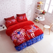 簡約格調風 微膚絨 活性平網印花四件套包郵