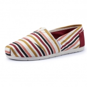 快樂瑪麗同款春夏帆布鞋 低幫潮人布鞋 淺口套腳條紋單鞋女鞋  免運費